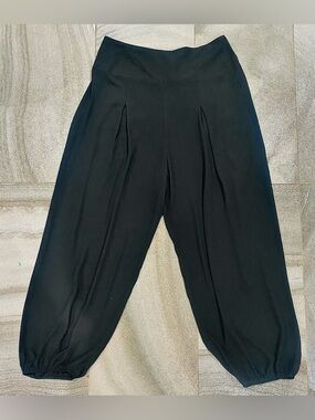 Victoria's Secret Black Palazzo Pants Wide barrel leg high waist Sz L NWT